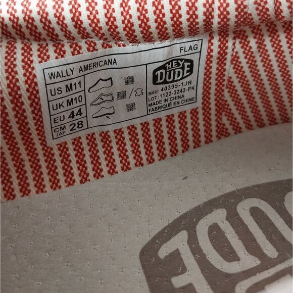 NWT Hey Dude Wally Americana Patriotic Slip On Sneaker Sz 11 - Picture 9 of 11